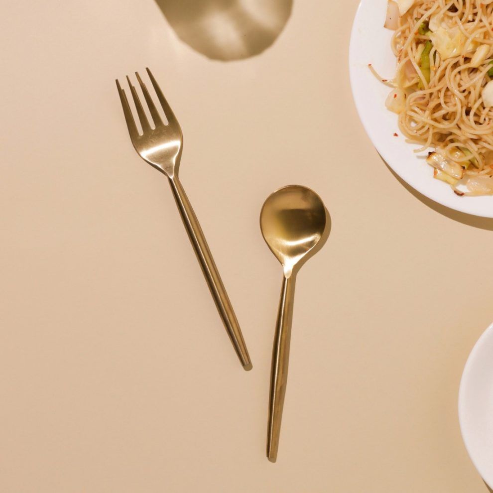 Matte Gold Stainless Steel Cutlery Set of 4 - Casa Amarosa