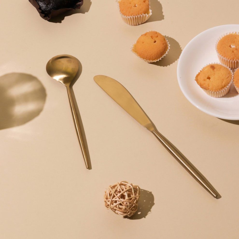 Matte Gold, Stainless Steel Cutlery ( Set of 4)