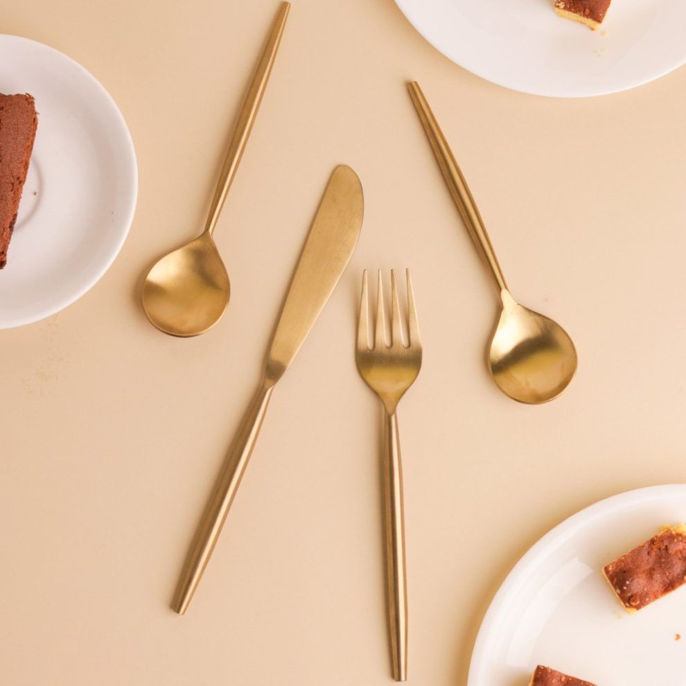Matte Gold, Stainless Steel Cutlery ( Set of 4)