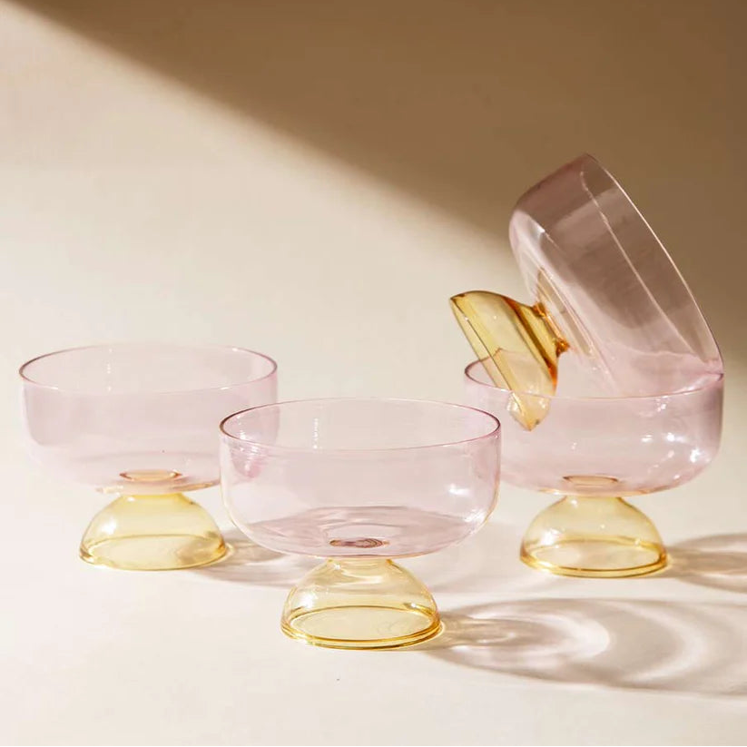 Ivy Blush Pink Dessert / Snack Bowl - 4 x 3 Inches , 6.08 oz (Set of 4)