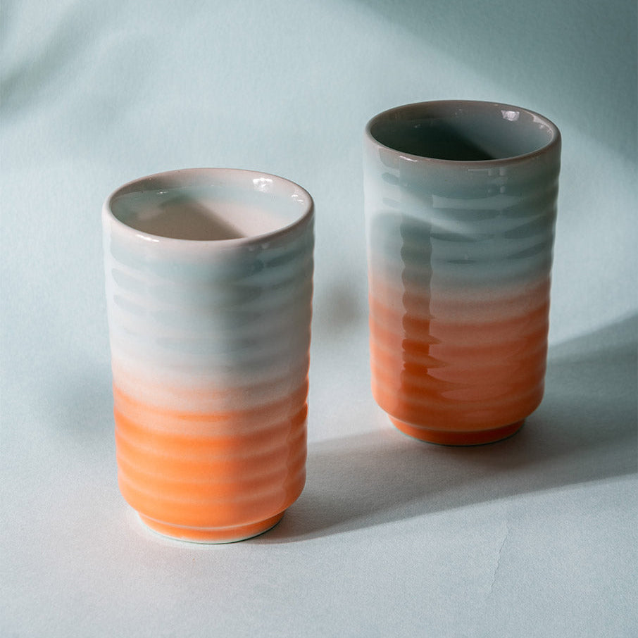 Ombre Ribbed Tumbler, Sky Blue/coral- 3x 5 Inches