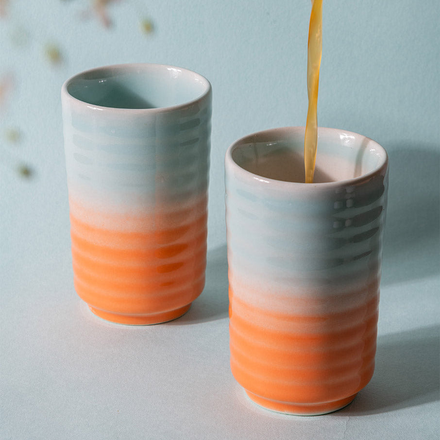 Ombre Ribbed Tumbler, Sky Blue/coral- 3x 5 Inches