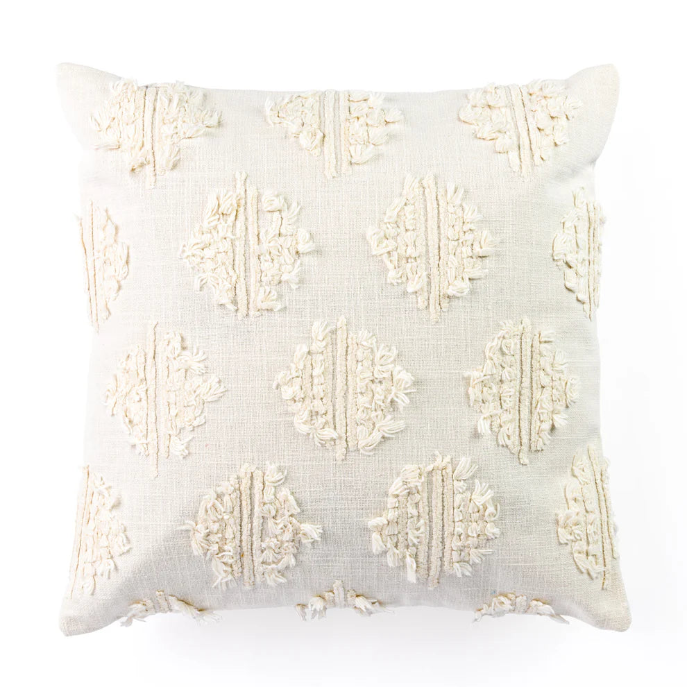 Marrakesh White Textured Cushion Cover - 16 x 16 Inches