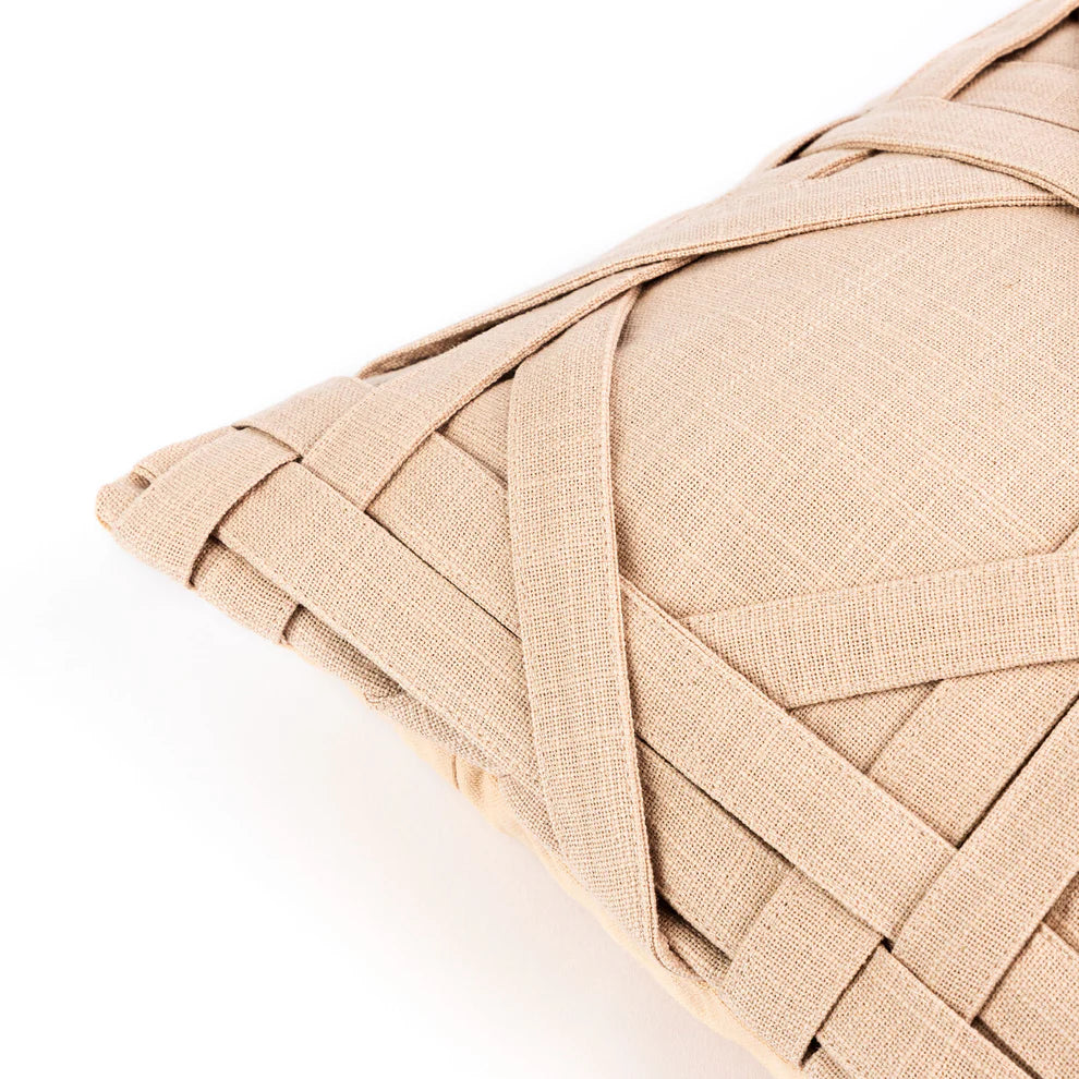 Madison Beige Cross Cushion Cover - 16 x 16 Inches