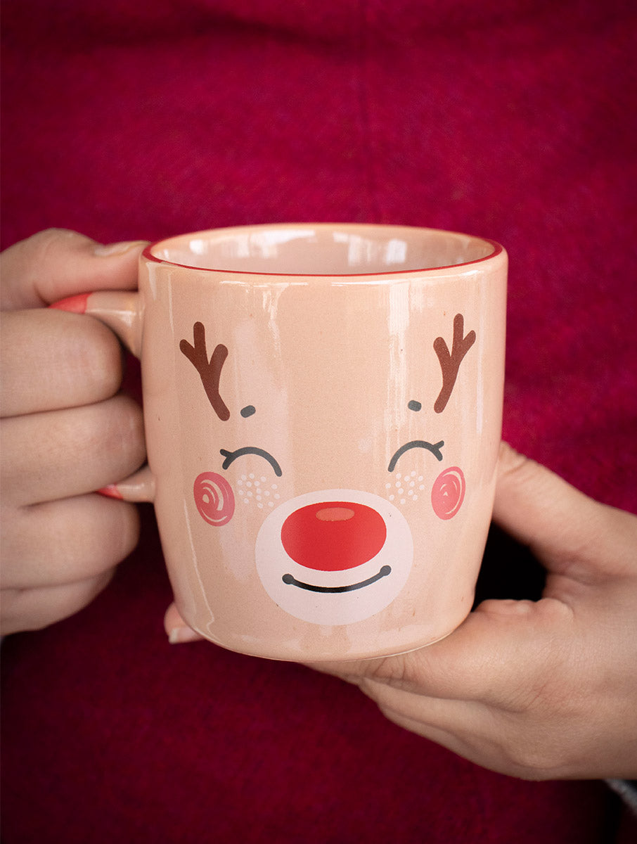 Reindeer Holiday Mug, Multi - 3.6 X 6 Inches (Set of 4)