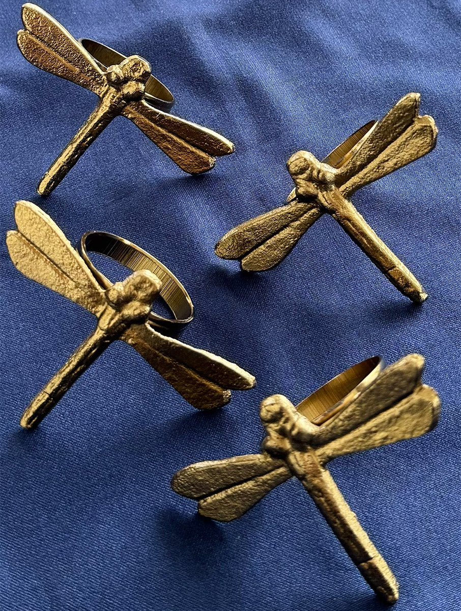 Dragonfly Metal Napkin Ring 3.5 x 2.4 Inches (Set of 4)