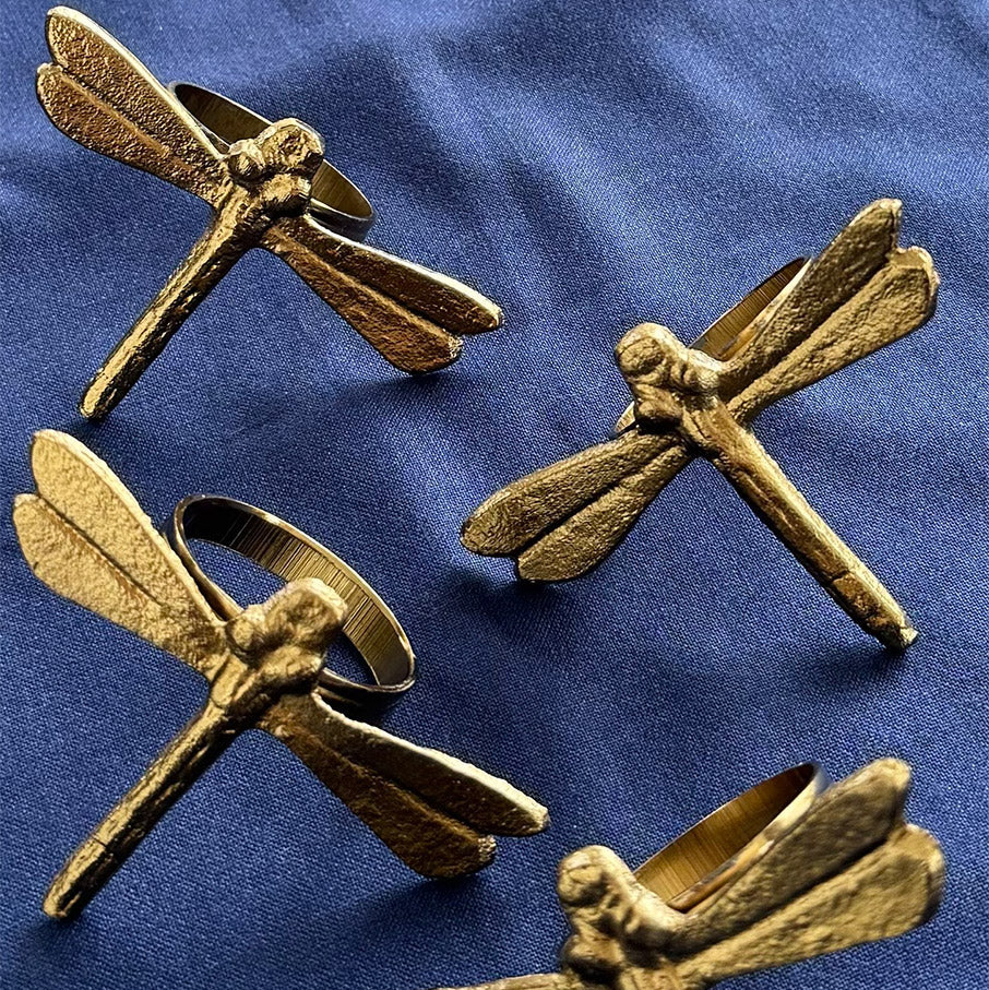 Dragonfly Metal Napkin Ring 3.5 x 2.4 Inches (Set of 4)