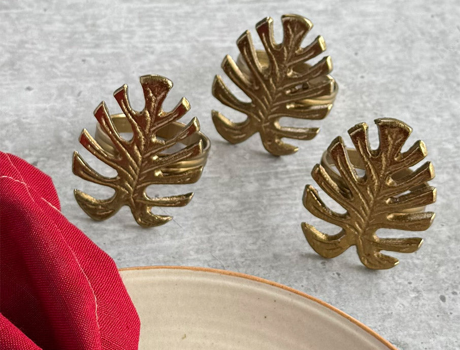 Leaf Metal Napkin Ring, 2 x 1.6 Inches (Set of 4)