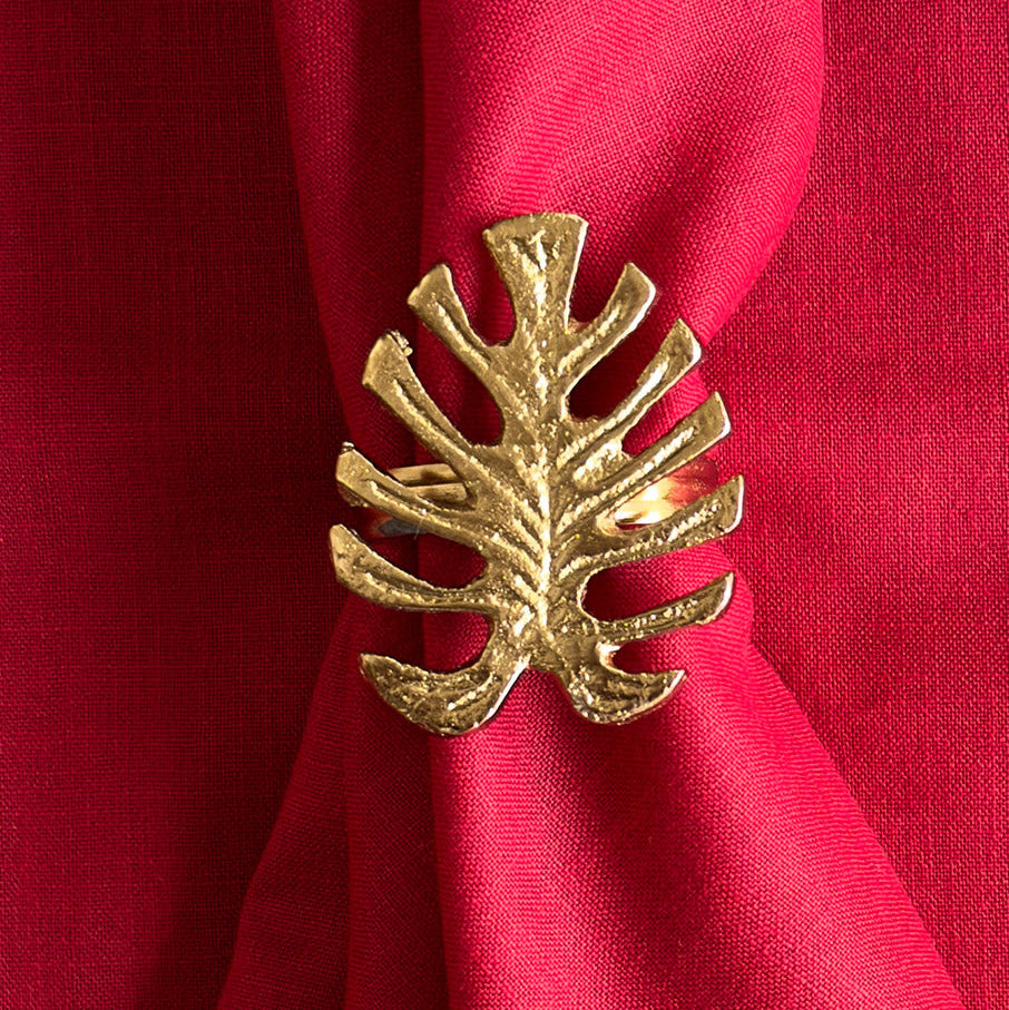 Leaf Metal Napkin Ring, 2 x 1.6 Inches (Set of 4)