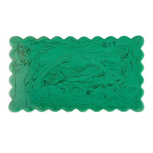 Scallop Rectangular Resin Cheese Board – Green , 14 Inches