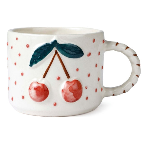 Cherry Pop Ceramic Mug - Red , 3 x 4 Inches - Set of 4