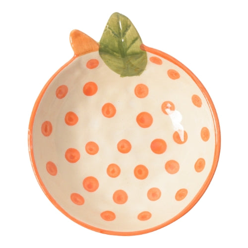 Adorable Orange Polka Dot Ceramic Bowl 6x2 Inches (Set of 2)