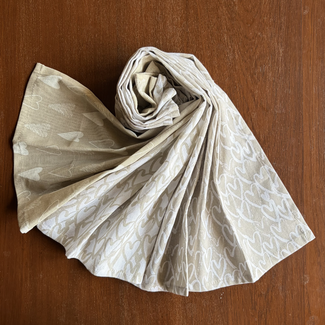 Ivory Beige Cotton Kitchen Towels , Set of 3 - 15x23 Inches