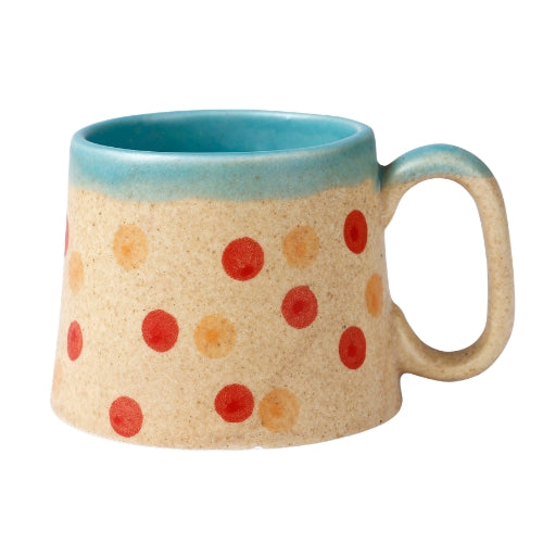Polka Dot Ceramic Mug - Brown , 2.8 x 3 Inches - set of 4