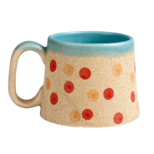 Polka Dot Ceramic Mug - Brown , 2.8 x 3 Inches - set of 4