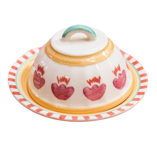 Rose Ceramic Butter Dish - 4.3x4.3x3 Inches