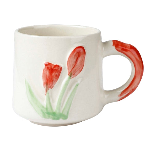 Spring Tulip Ceramic Mug - 3.8 x 3.5 Inches - Set of 4