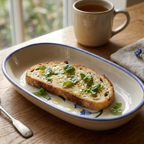 Handmade Ceramic Serving Bowl - Blue Bell , 1.5 x 8 x 4 Inches - Set of 4