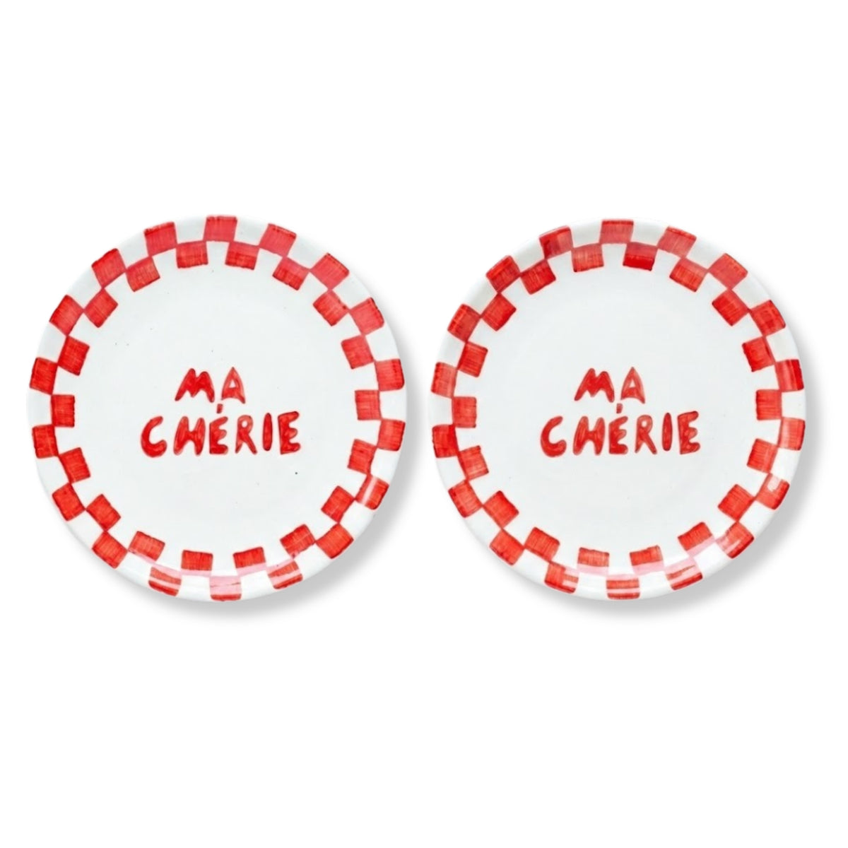 Red Ma Cherie Ceramic Snack Plate (Set of 2)