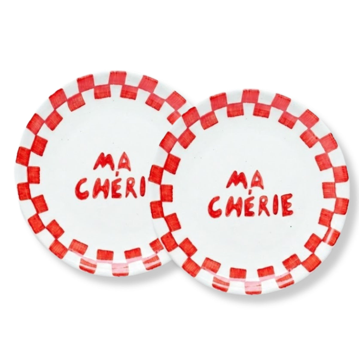 Red Ma Cherie Ceramic Snack Plate (Set of 2)