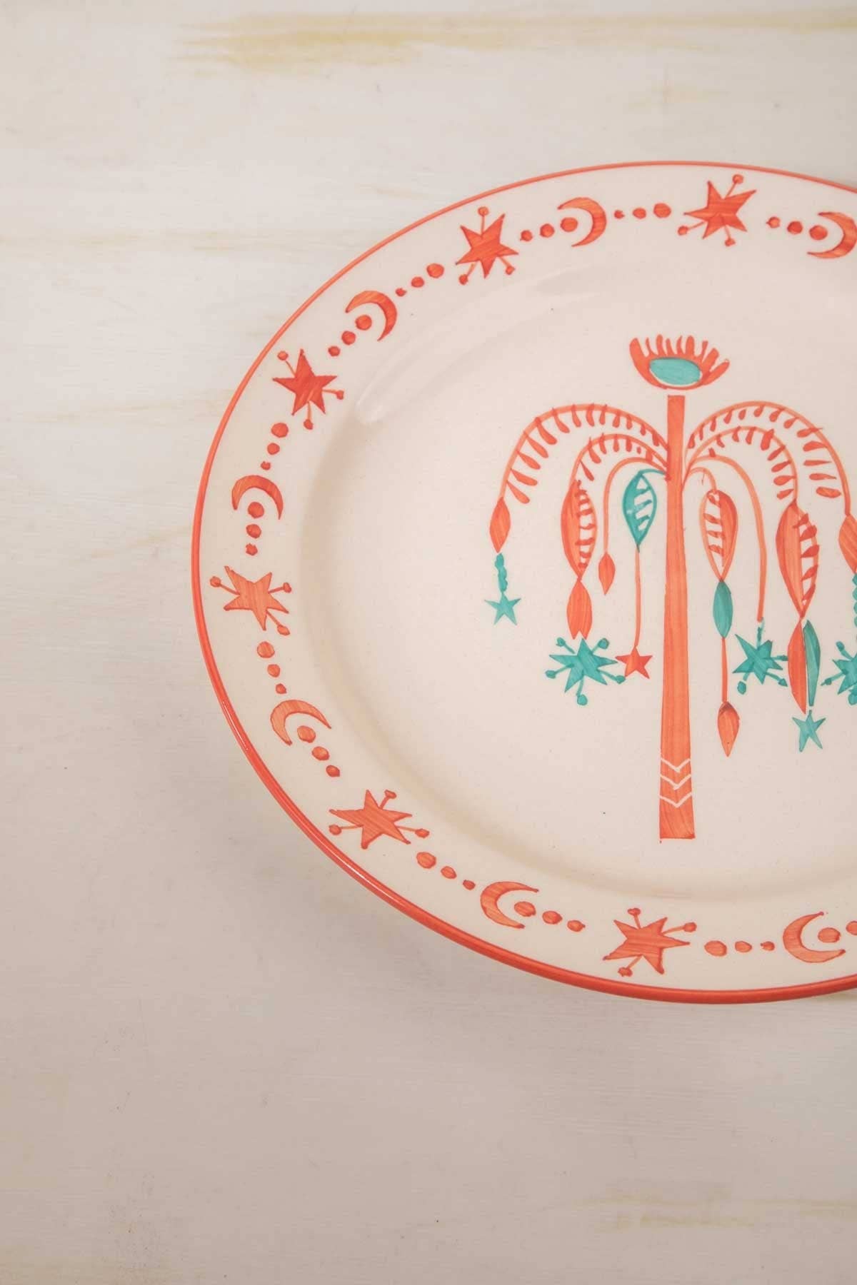 Toddy Palm Dinner Plate | Hand-Painted Stoneware | 10 in | Set Of 2