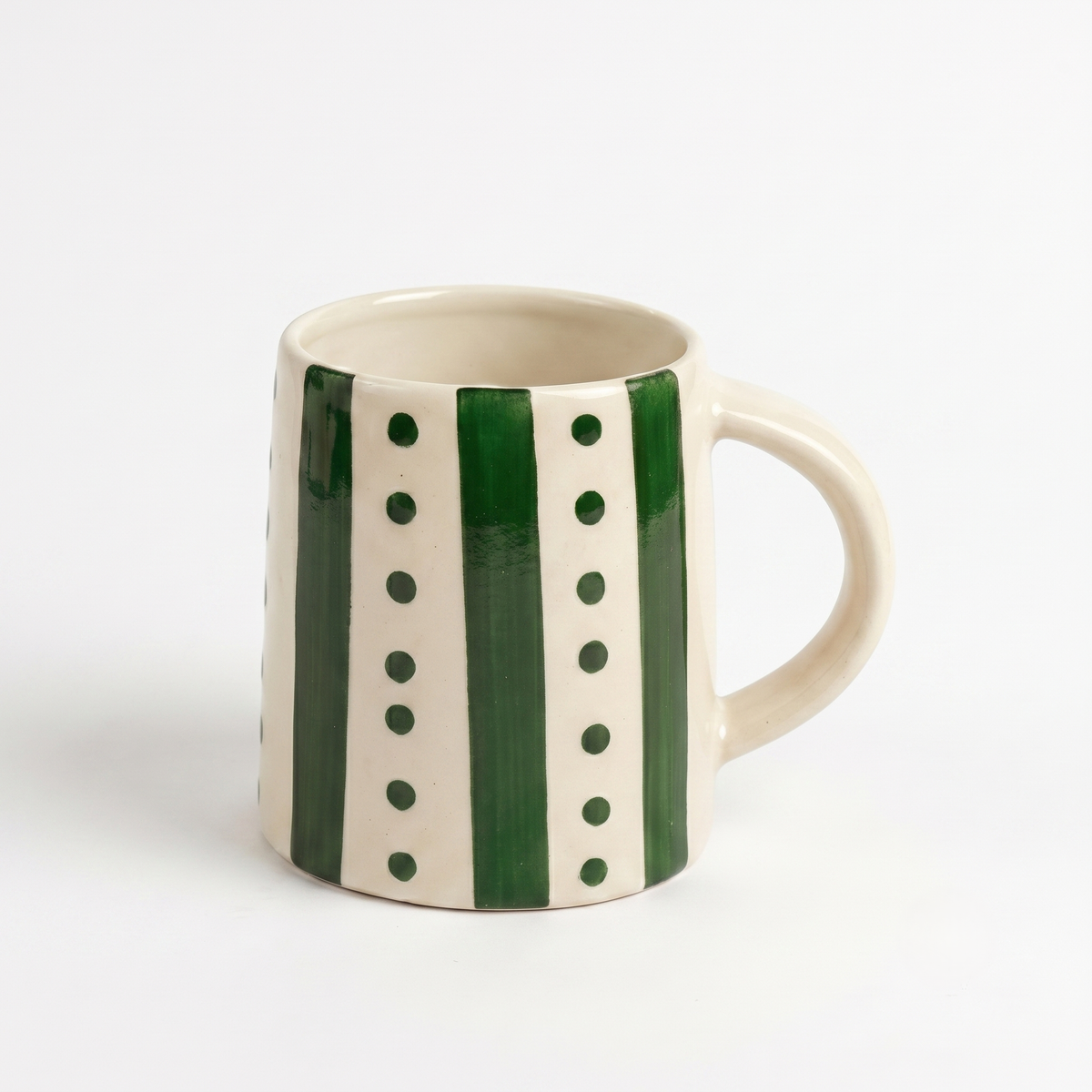 Green Stripe & Dot Mug | 4 Inch - Casa Amarosa