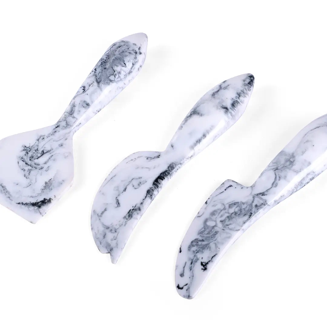 Resin Cheese Knife, Black & White (Set of 3) - 6 Inches