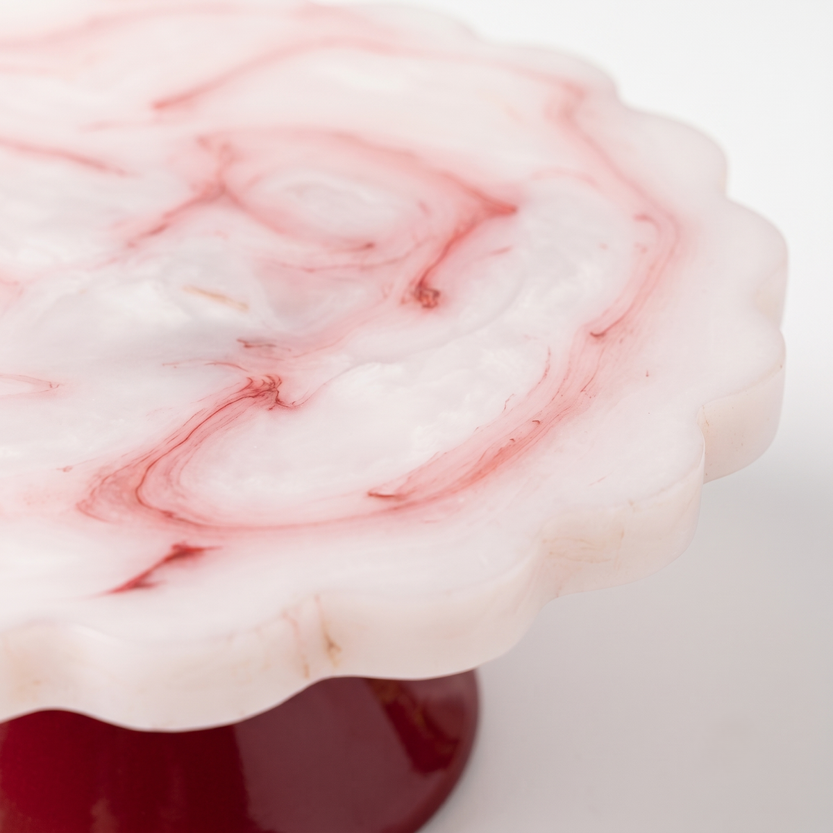Pink Scalloped Pastry Stand | Hand-poured Resin | 7 Inch