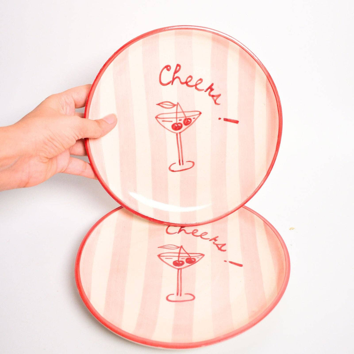 Cheers Ceramic Dessert Plate | Hand-Painted | 7.5 Inch | Set Of 2