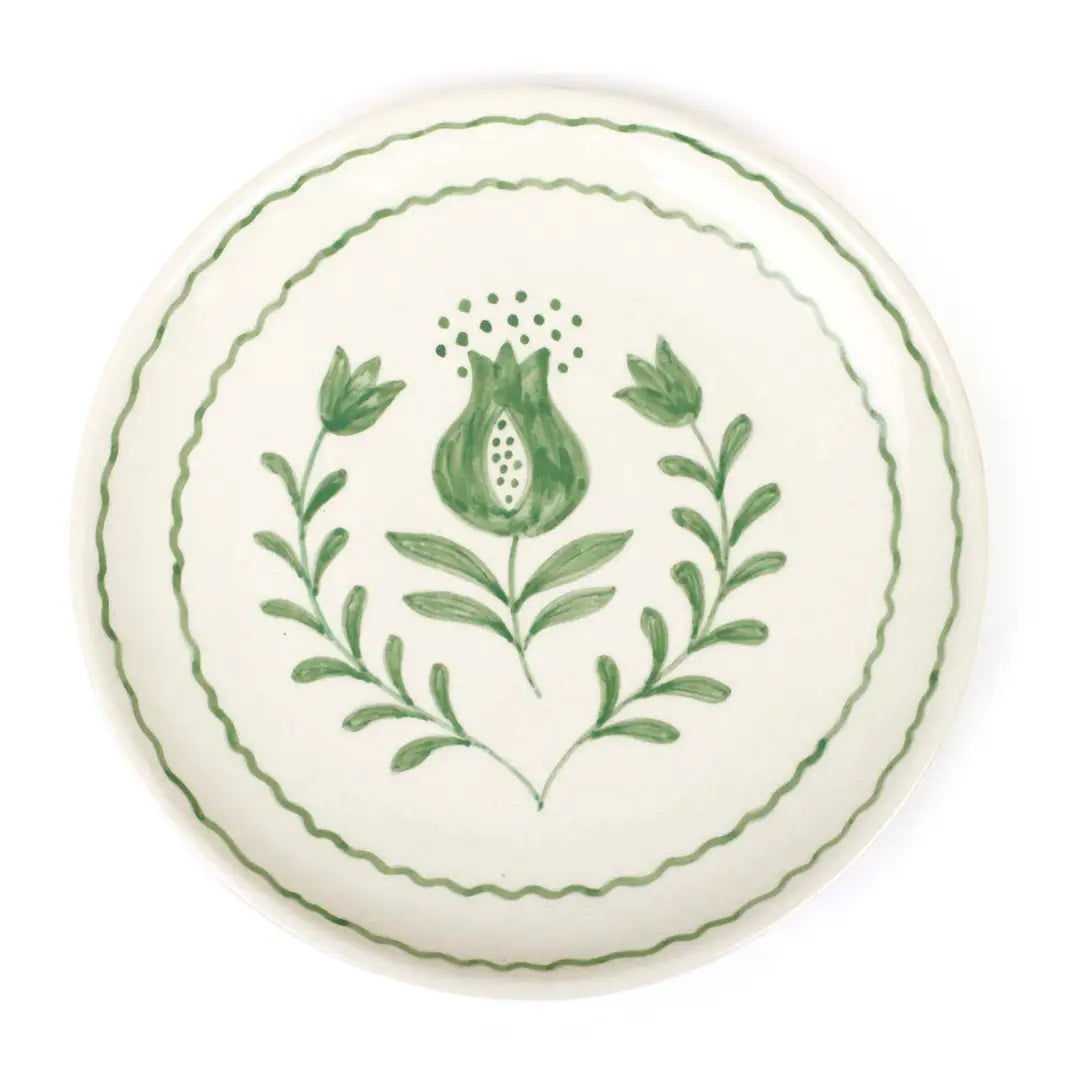 Green Anaar Ceramic Breakfast Set - Coffee Cup & Side Plate (Set of 2)