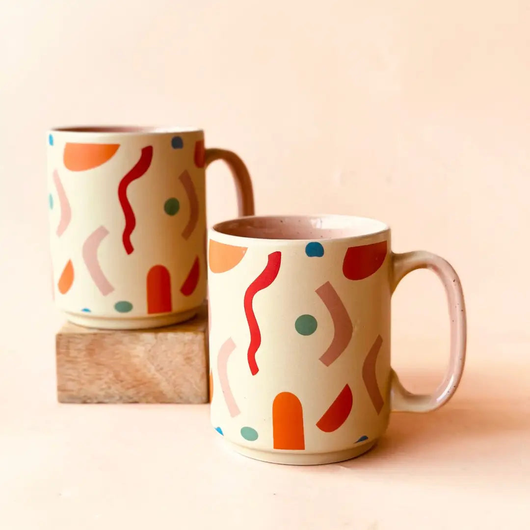 Confetti Ceramic Stoneware Mug 3.2  x 4 Inches  (Set of 4)