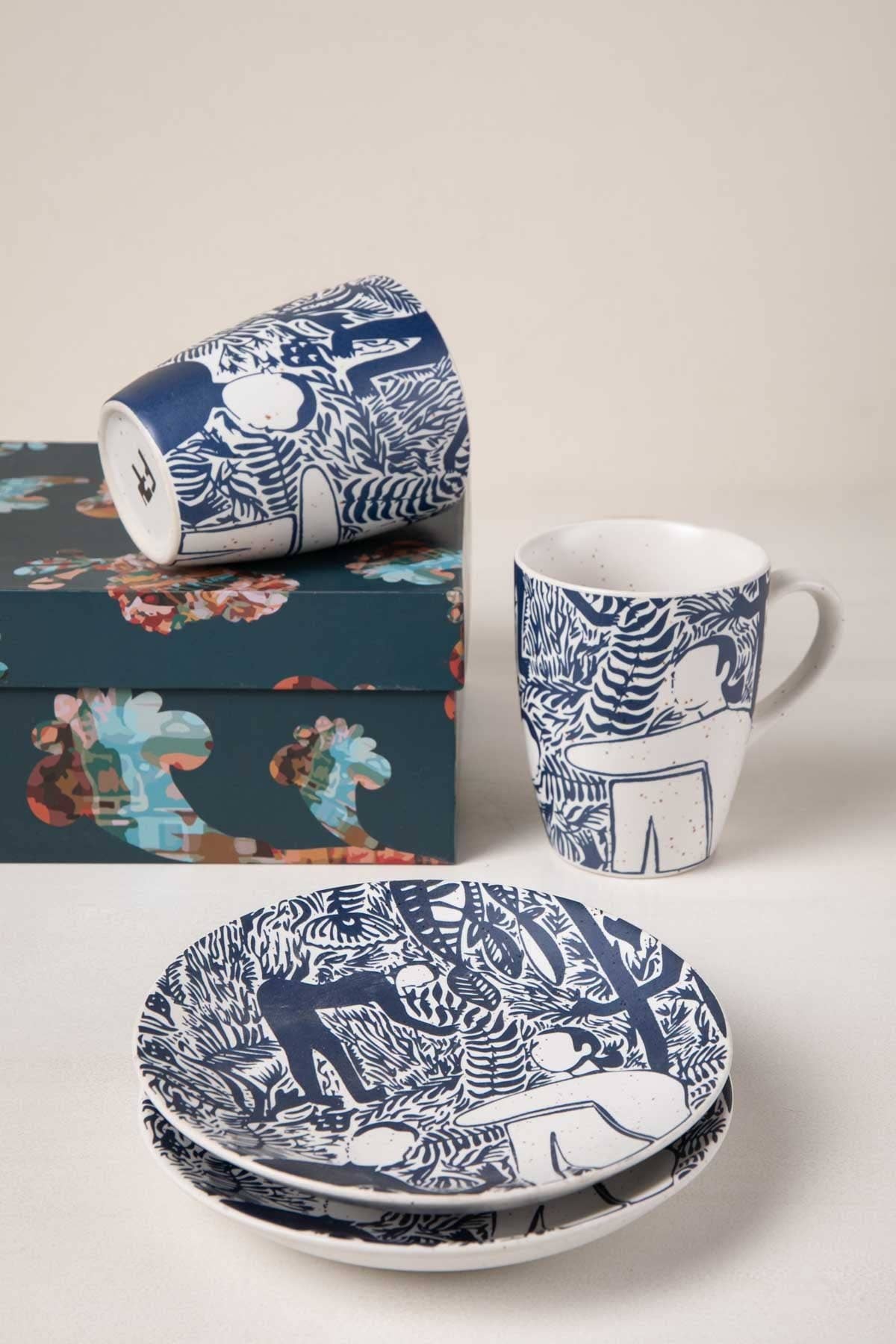 Indigo Fragrant Fields Snack Plate | Ceramic | Set Of 2