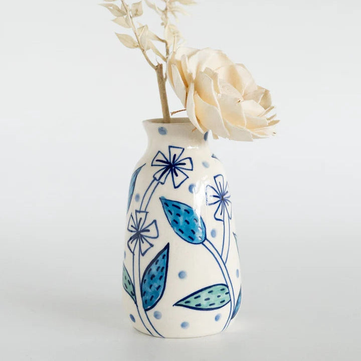 Botanical Charm Mini Vases , Set of 3 - 2.25x4 Inches