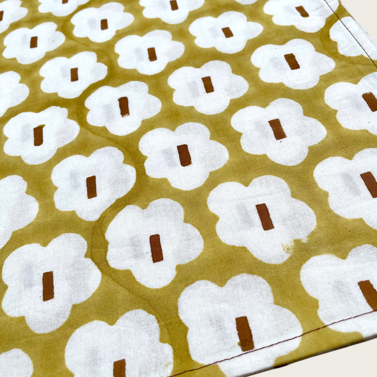 Button Flower Brunch Table Runner | Block Printed | 17x76.5"