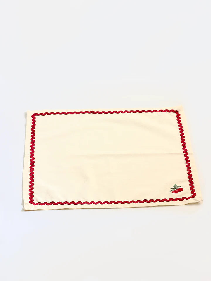 Cherry Crush Embroidered Napkins , Set of 6 - 16x16 Inches