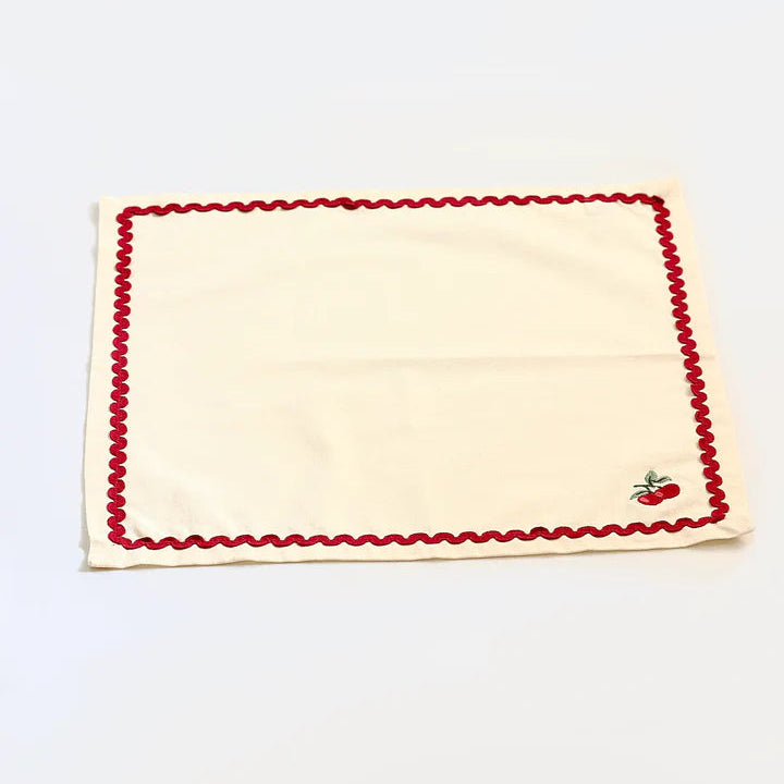 Cherry Crush Embroidered Napkins , Set of 6 - 16x16 Inches