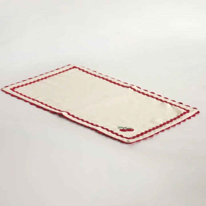 Cherry Crush Embroidered Placemats , Set of 6 - 12 x 18 inches