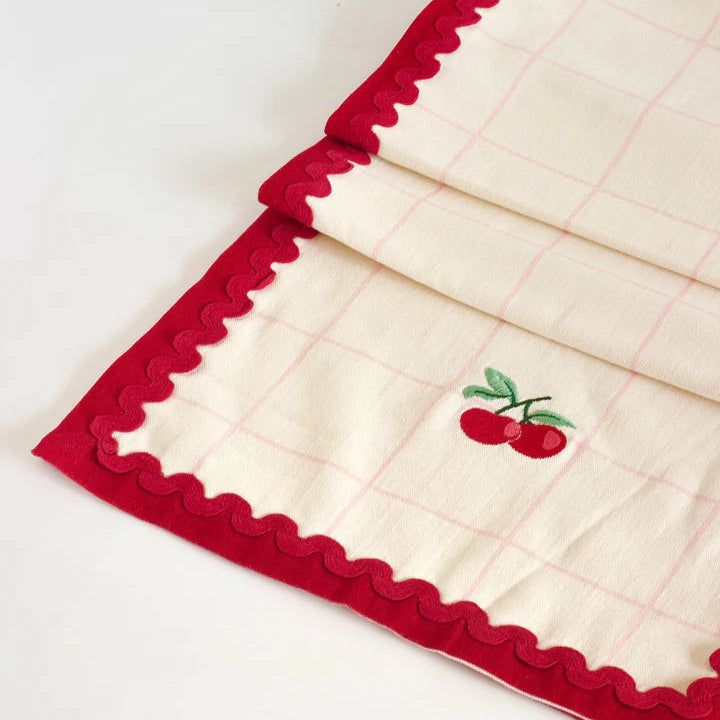 Cherry Crush Embroidered Runner - 13 x 72 Inches