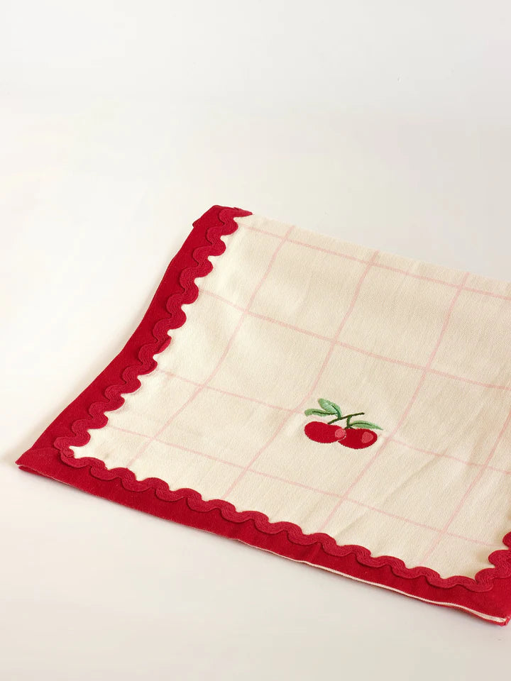 Cherry Crush Embroidered Runner - 13 x 72 Inches