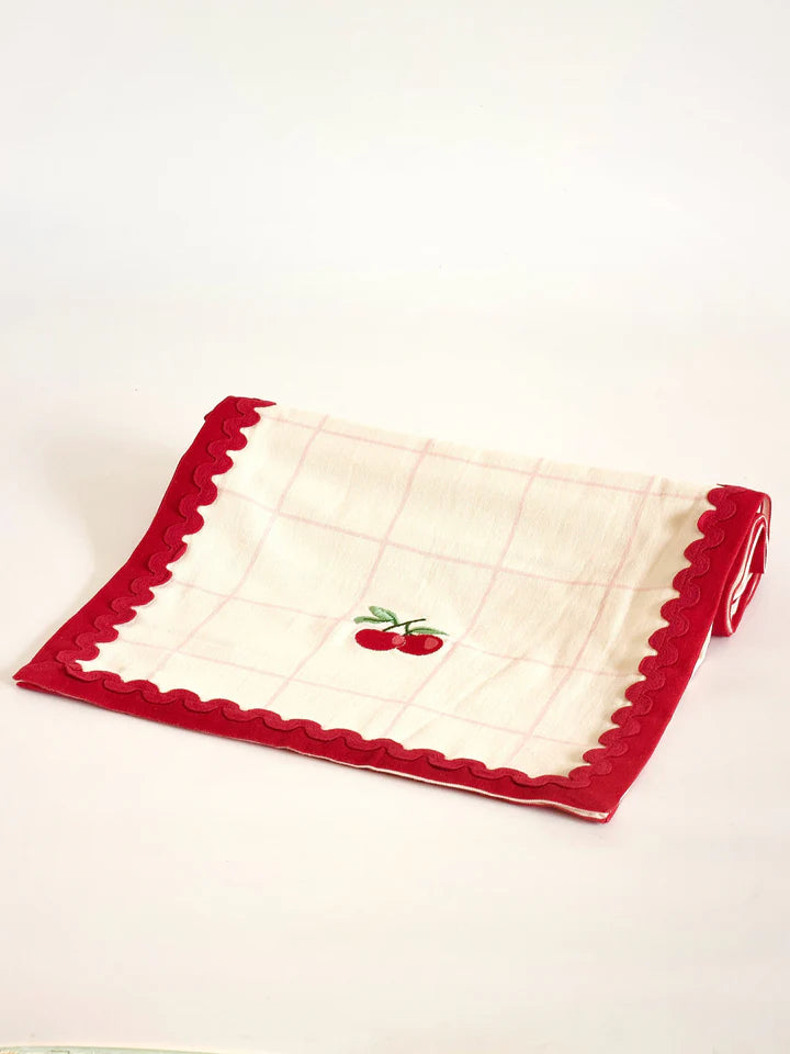 Cherry Crush Embroidered Runner - 13 x 72 Inches
