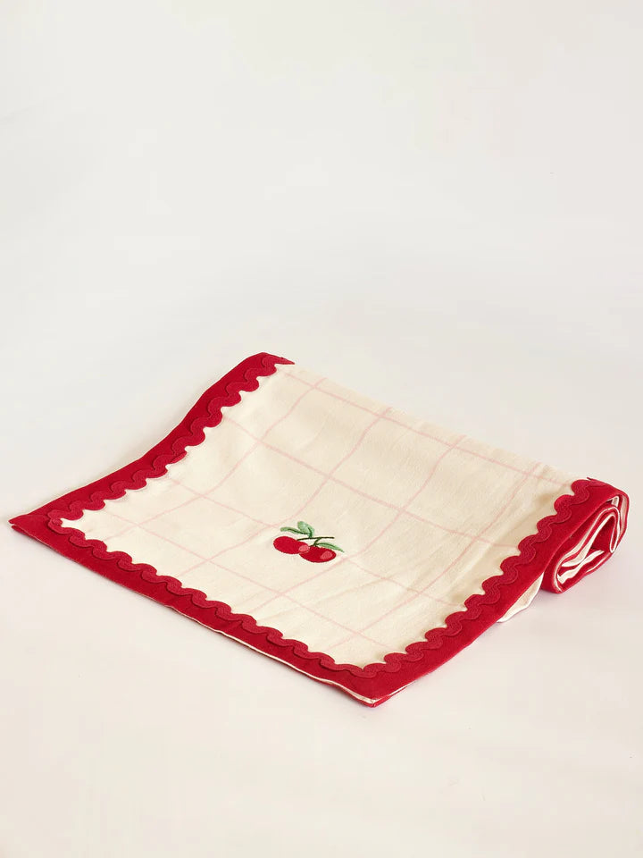 Cherry Crush Embroidered Runner - 13 x 72 Inches