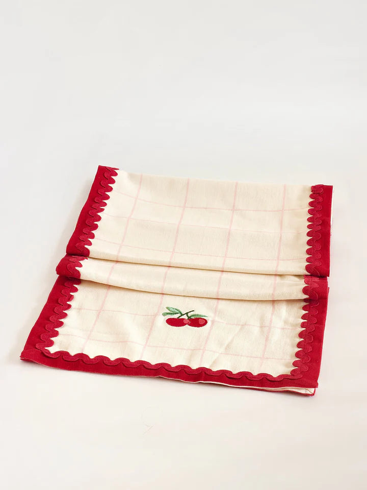 Cherry Crush Embroidered Runner - 13 x 72 Inches