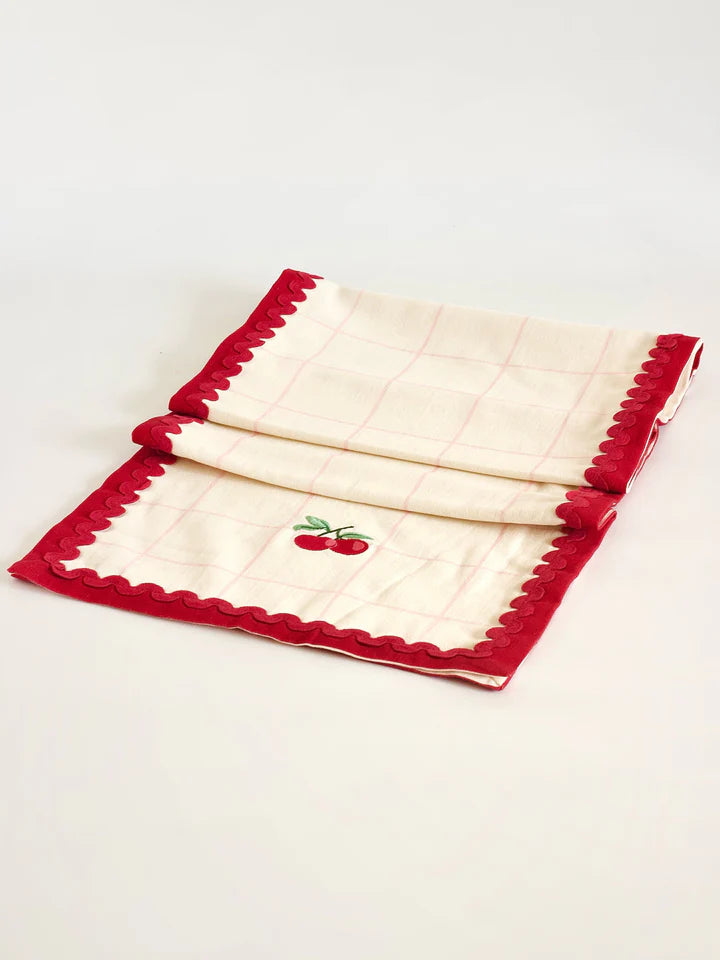 Cherry Crush Embroidered Runner - 13 x 72 Inches