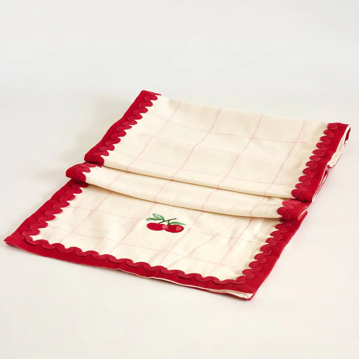 Cherry Crush Embroidered Runner - 13 x 72 Inches