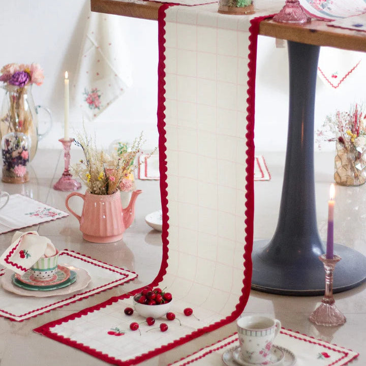 Cherry Crush Embroidered Runner - 13 x 72 Inches