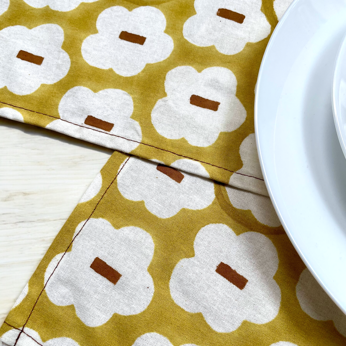 Cloud Flower hand block printed cotton placemats set of 2