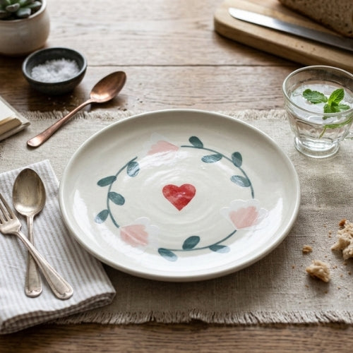 Ceramic Dessert Plates - Amour Petal , 7 Inches - Set of 4