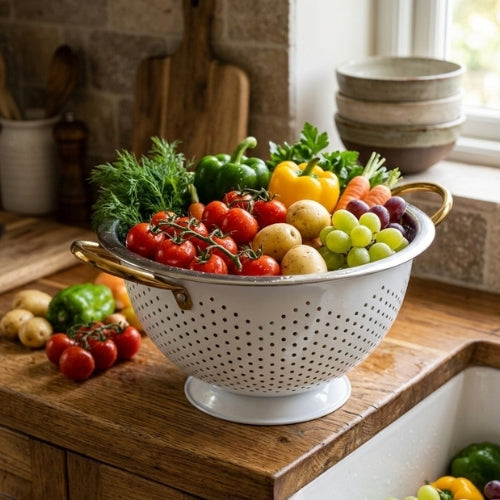 Colum Steel Colander White - 13.25 x 10.75 x 6 Inches
