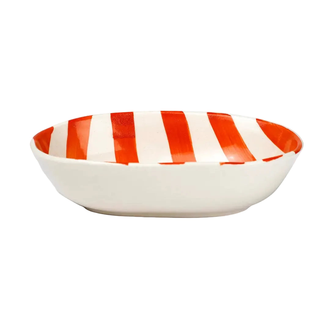 Ceramic stripe Bowl, Orange 7x5x2 Inches (Set of 4)