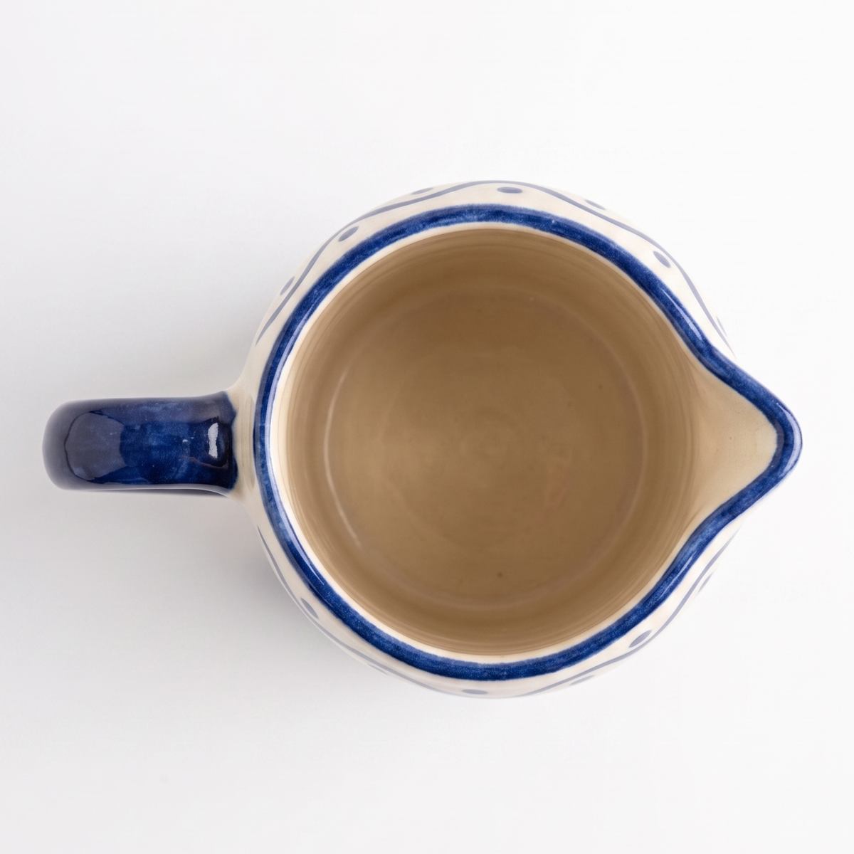 Blue Floral Striped Pitcher | Hand-painted Ceramic | 6 Inch